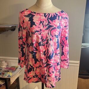 Lilly Pulitzer Pink and Blue Floral Blouse